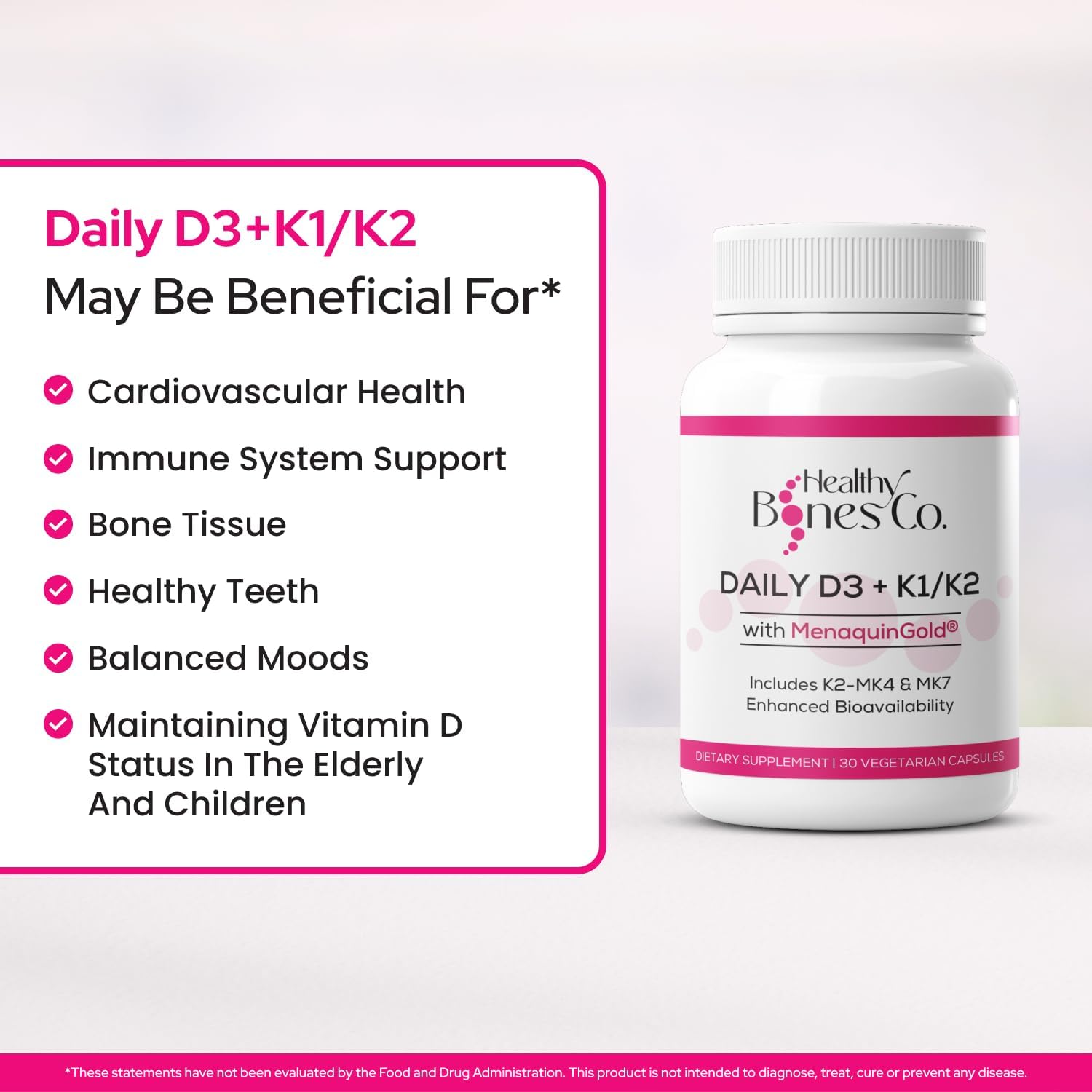 Premium D3 K2 - Full Spectrum Vitamin D3 K2, 2000 IU D3 + MK7 + MK4 + K1, Daily D3 K2 & K1 Supplements - Vitamin D Supports Calcium Absorption for Strong Bones & Immune Health - 30 Capsules