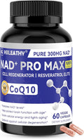 NAD+ Supplement for Men and Women with Resveratrol and CoQ10 Promotes Cell Regeneration and Anti-Aging American-Made NAD+, 60 Capsules