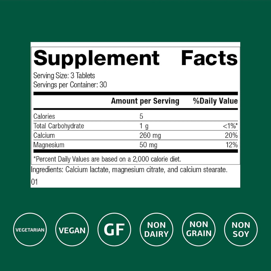 Standard Process Inc. Calcium Lactate - Immune Support and Bone Strength - Bone Health and Muscle Supplement with Magnesium and Calcium - 90 Tablets