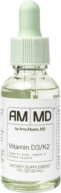 Amy Myers MD Vitamin D3 K2 Liquid Drops - 5 Drops Contain 5000 IU VIT D3, 50 MCG Vitamin K2 MK-7 - Support Immune System Function, Energy Level, Healthy Bones - Non-GMO, Tasteless, 1 OZ Liquid