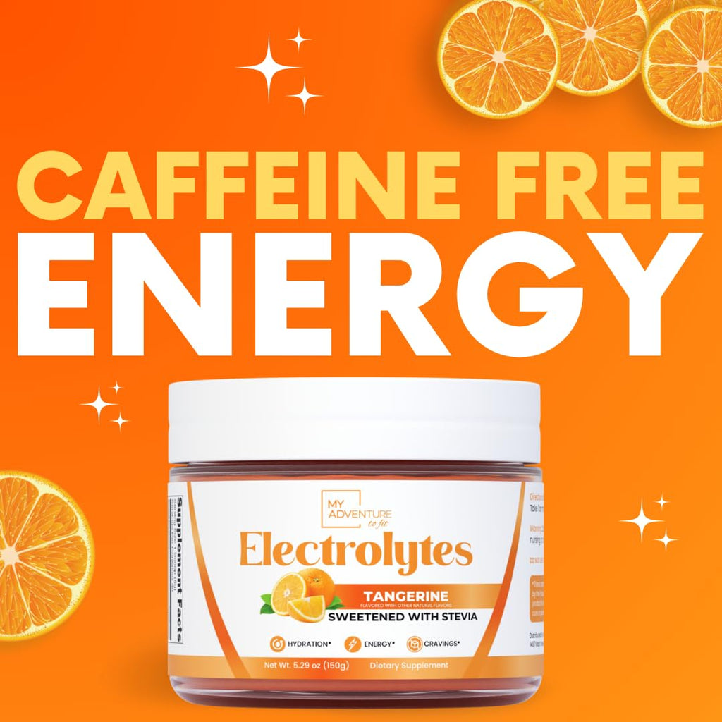 Zero Sugar - Tangerine Electrolytes Powder - Refreshing Hydration - Caffeine Free Energy with All Natural Ingredients - Vegan, Keto & Paleo - Sugar Free Electrolytes Hydration Drink Mix - 30 Servings