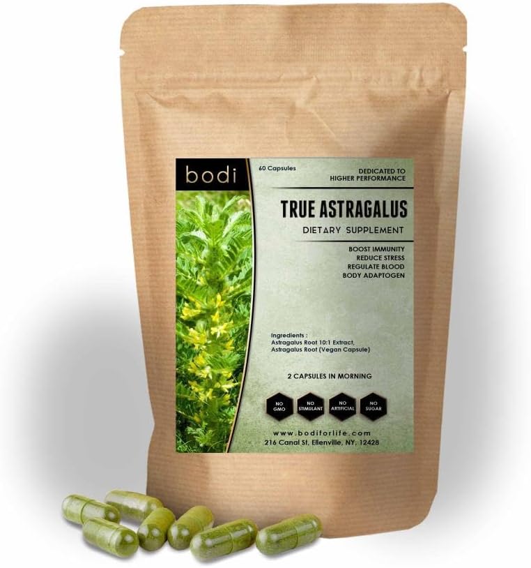 bodi : True Astragalus Capsules 100% Pure Natural Hand Crafted (60 Capsules)