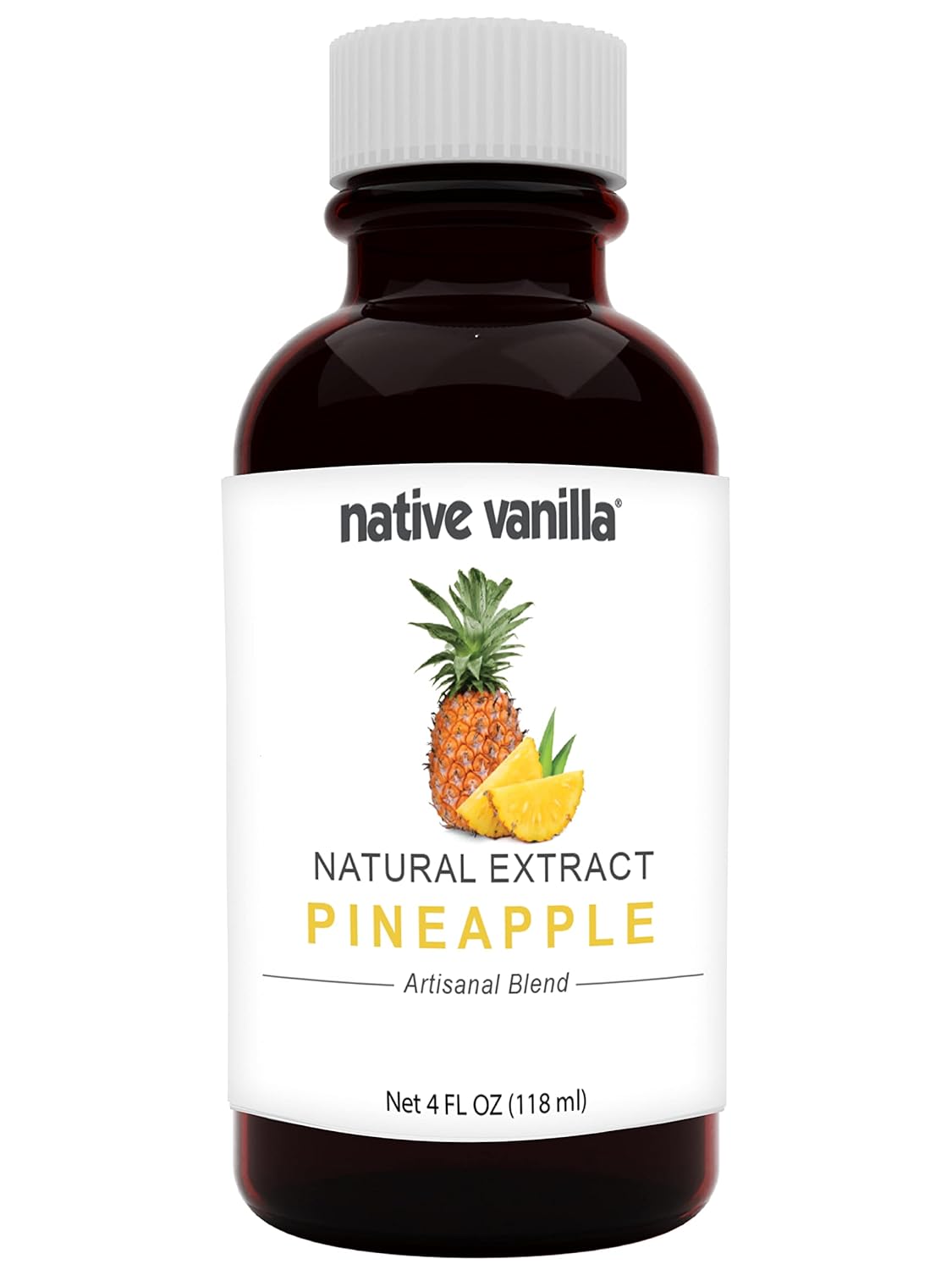 Native Vanilla - Pineapple Flavor - 4 Fl Oz - Pure Flavors and Extracts - Perfect for Cooking, Baking, and Dessert Crafting