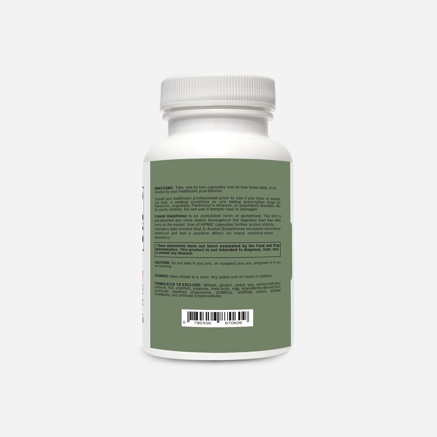 RetzlerRx S-Acetyl Glutathione Supplement 100 mg. per Capsule, Made in USA - 120 Acid-Resistant Capsules - Antioxidant Support - Non-GMO, Soy & Gluten-Free / Bergaflow®, Pharmaceutical Grade