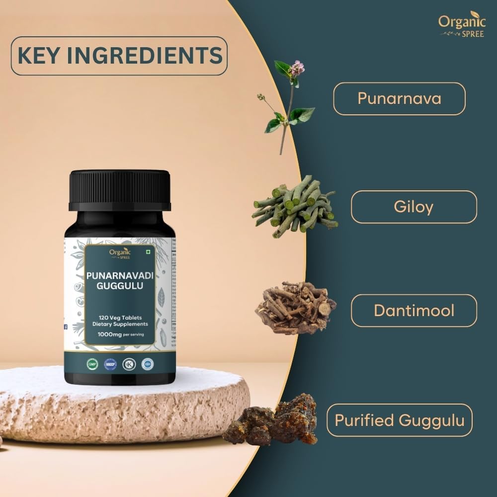Punarnavadi Guggulu 120 Tablets - Supports Kidney Function* - Ayurvedic Formulation - Certified and Vegetarian (2)