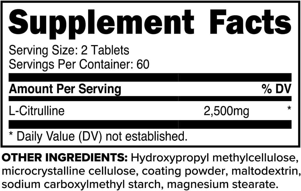 Primaforce L-Citrulline 2500mg, 120 Tablets, 60 Servings