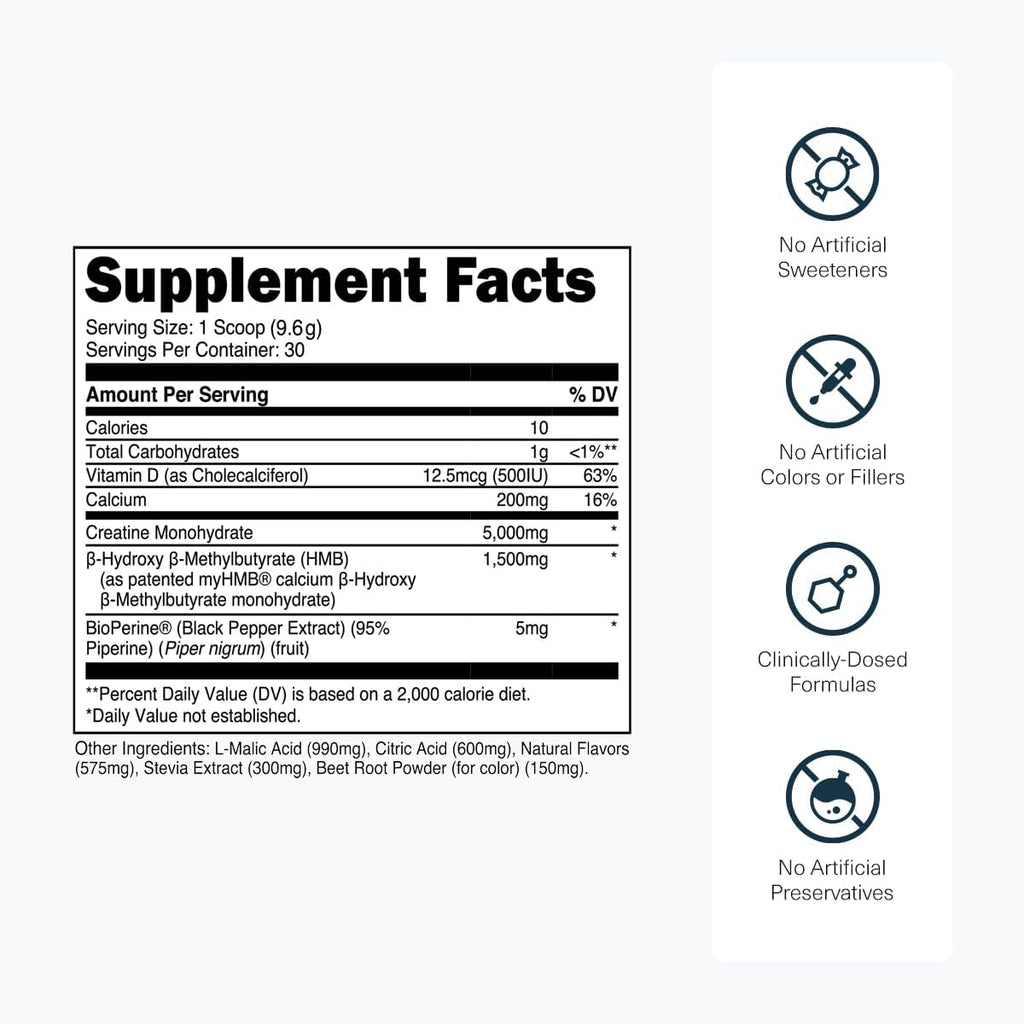 Transparent Labs Creatine HMB - Creatine Monohydrate Powder with HMB for Muscle Growth, Increased Strength, Enhanced Energy Output, and Improved Athletic Performance - 30 Servings, Tropical Punch