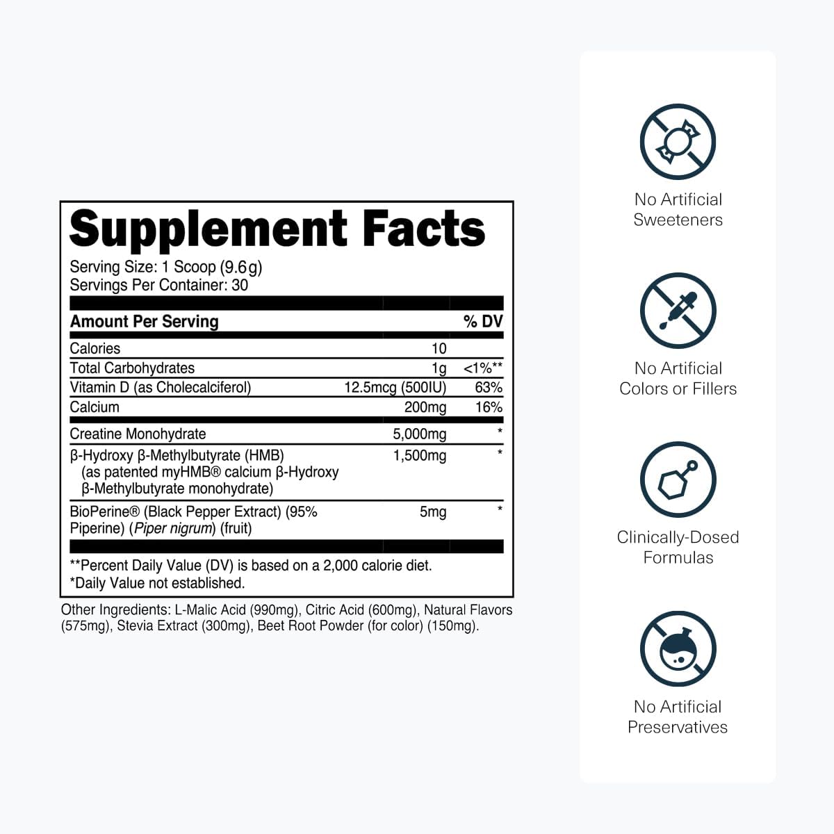 Transparent Labs Creatine HMB - Creatine Monohydrate Powder with HMB for Muscle Growth, Increased Strength, Enhanced Energy Output, and Improved Athletic Performance - 30 Servings, Tropical Punch