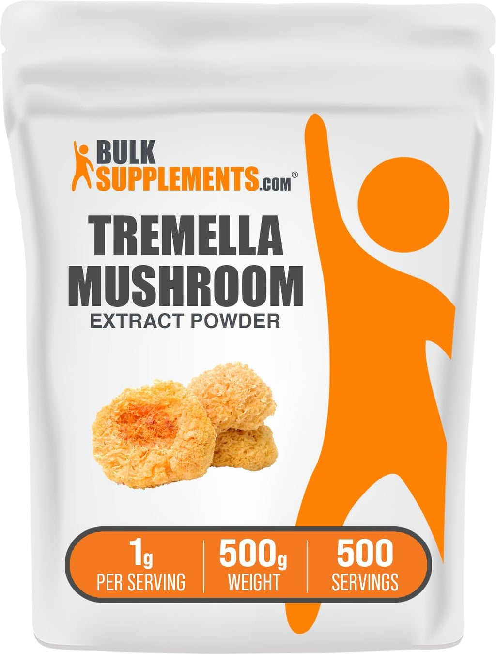 BulkSupplements.com Tremella Mushroom Extract - Tremella Fuciformis Extract, Mushroom Supplement - Vegan & Gluten Free, 1g per Serving, 500g (1.1 lbs) (Pack of 1)