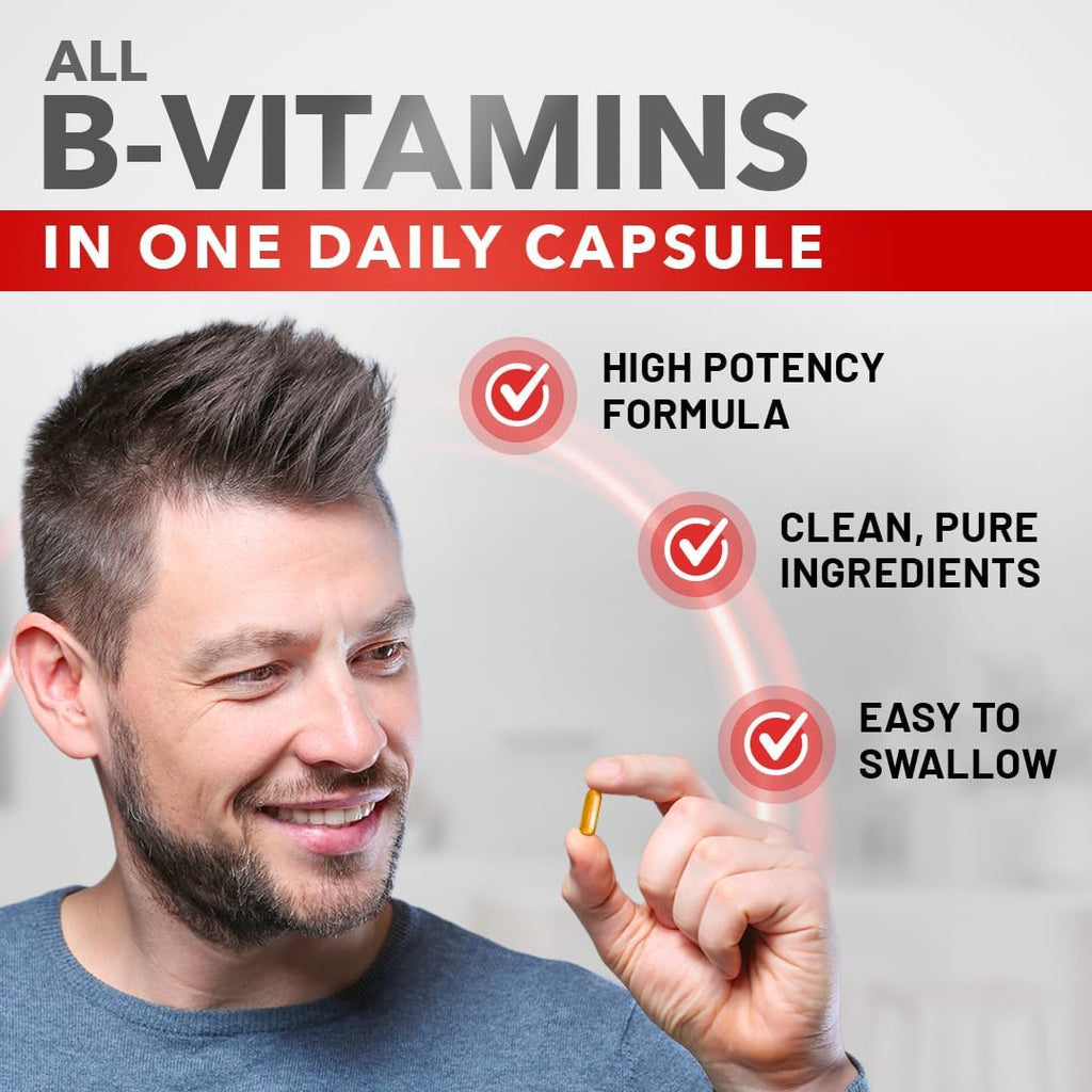 Divine Bounty Super B Complex Vitamins - All B Vitamins Including B12, B1, B2, B3, B5, B6, B7, B9, Folic Acid - Vitamin B Supplement - Support Healthy Energy Metabolism - 90 Vegetarian Capsules