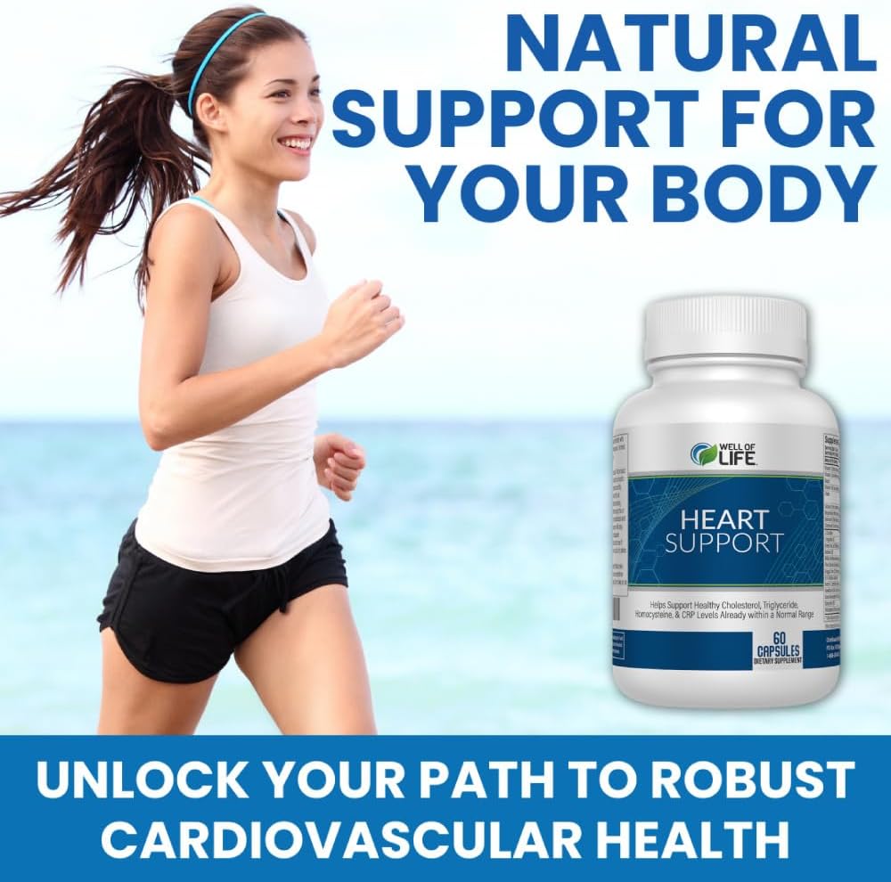 Well of Life Heart Restore: 60 Veg Capsules Helps Healthy Cholesterol, Triglyceride, Homocysteine & CRP Levels Within Normal Range : Made in USA, GMP Certified, Non-GMO