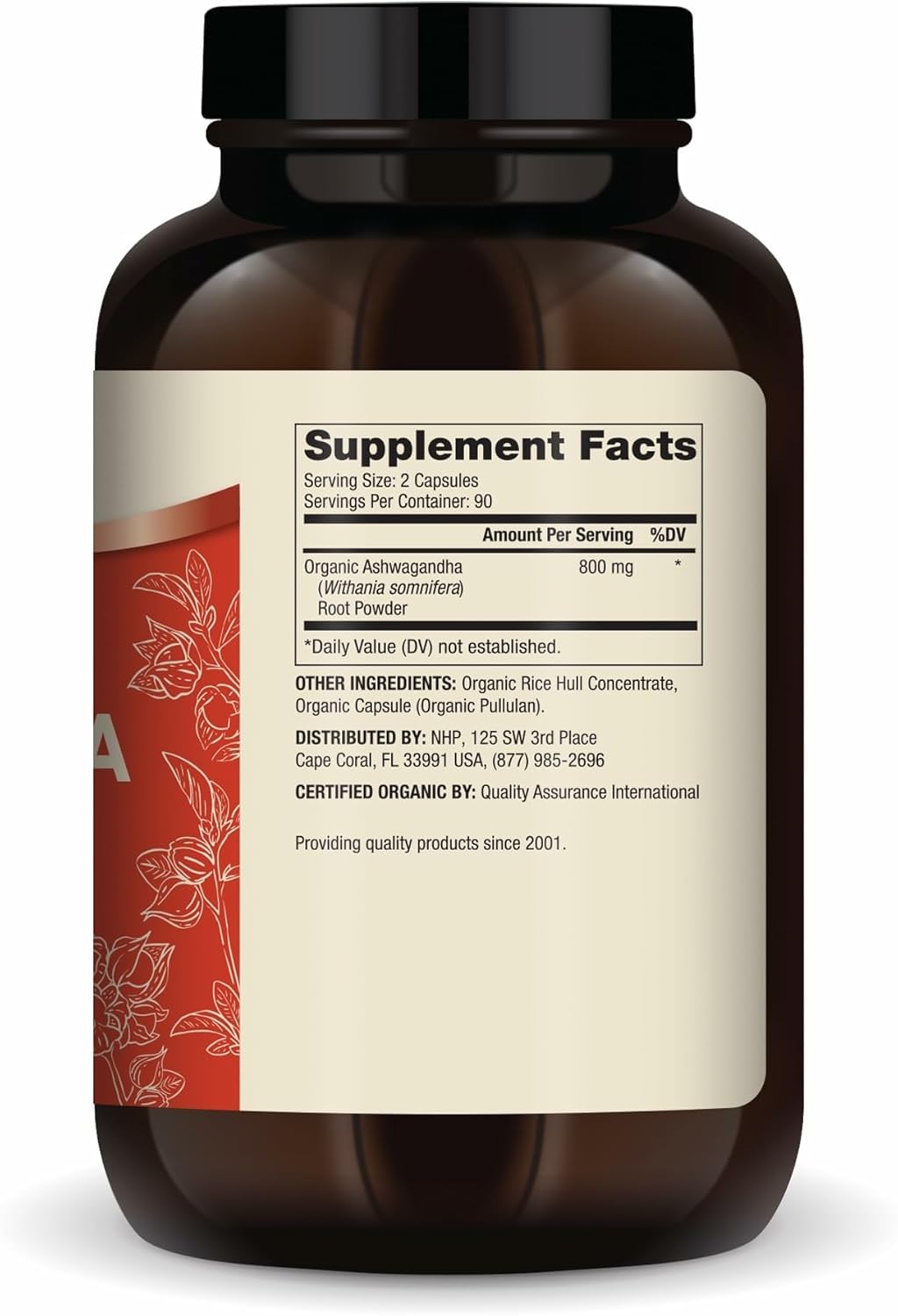 Dr. Mercola Organic Ashwagandha - Supports Energy Production & Adrenal Health - 800 mg Per Serving - Non-GMO, Gluten-Free & Soy-Free - Certified USDA Organic - 180 Capsules (90 Servings)