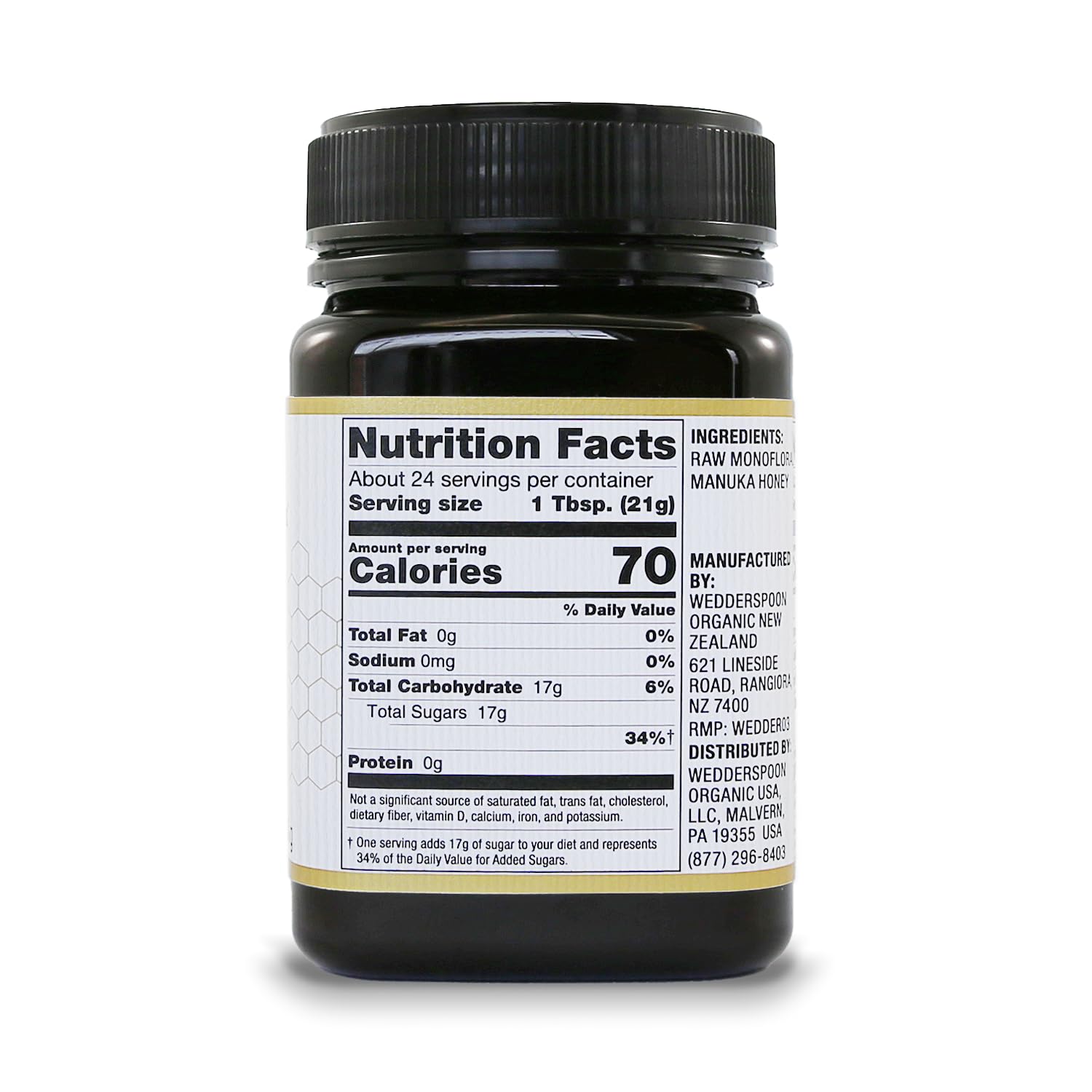 Wedderspoon Raw Premium Manuka Honey, 850+ MGO, 17.6 Oz, Unpasteurized New Zealand Honey, From Our Hives to Your Home
