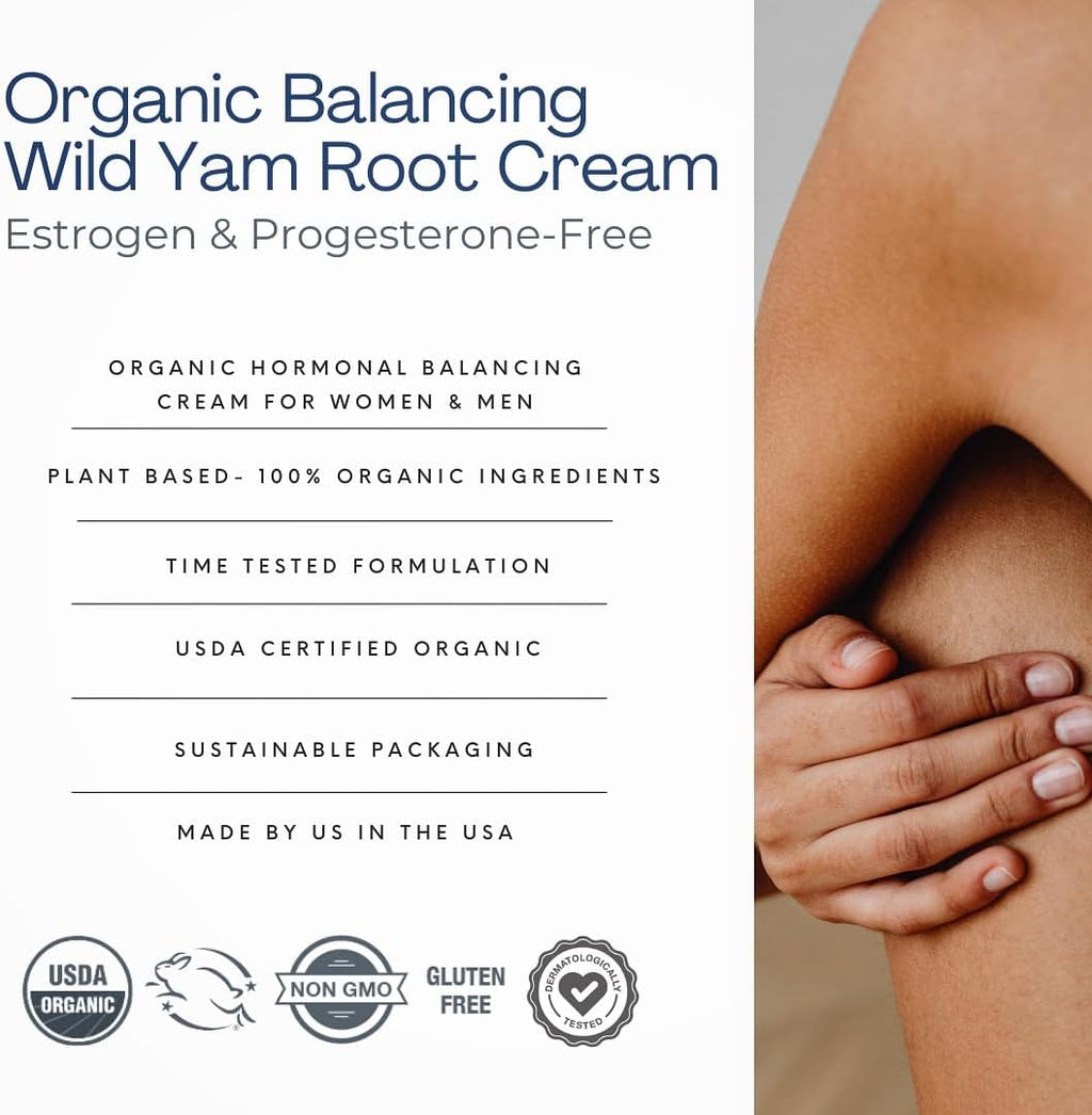Indian Meadow Herbals Wild Yam Root Cream (4oz) - Organic Balancing Cream for PMS & Menopause Relief - Estrogen & Progesterone-Free. USDA Certified Organic. Made in USA. Since 1994.