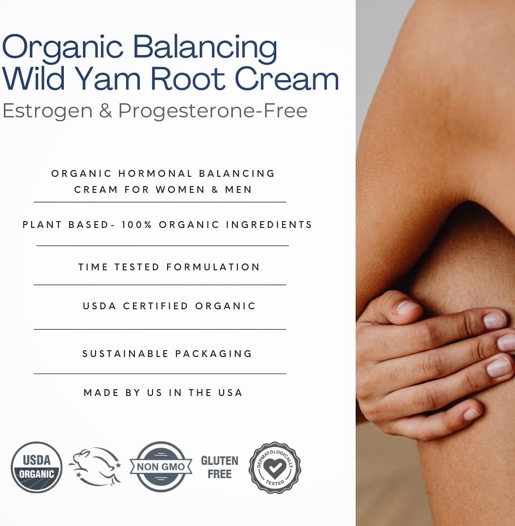 Indian Meadow Herbals Wild Yam Root Cream (4oz) - Organic Balancing Cream for PMS & Menopause Relief - Estrogen & Progesterone-Free. USDA Certified Organic. Made in USA. Since 1994.