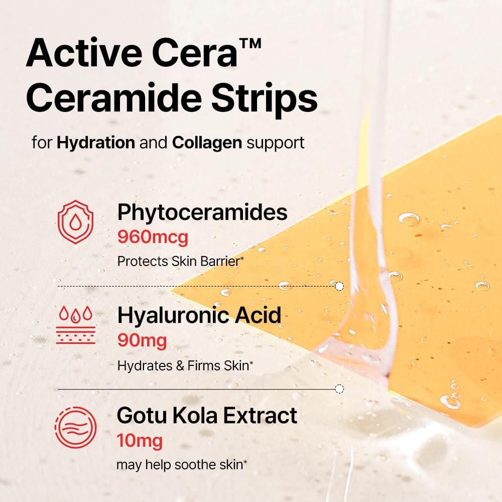 ESTHER FORMULA Ceramide Strips (300mg×15) Fast-Absorbing Oral Film with Phytoceramides & Hyaluronic Acid for Skin Hydration, Skin Barrier Support & Elasticity – Korean Beauty Supplement | Made in USA
