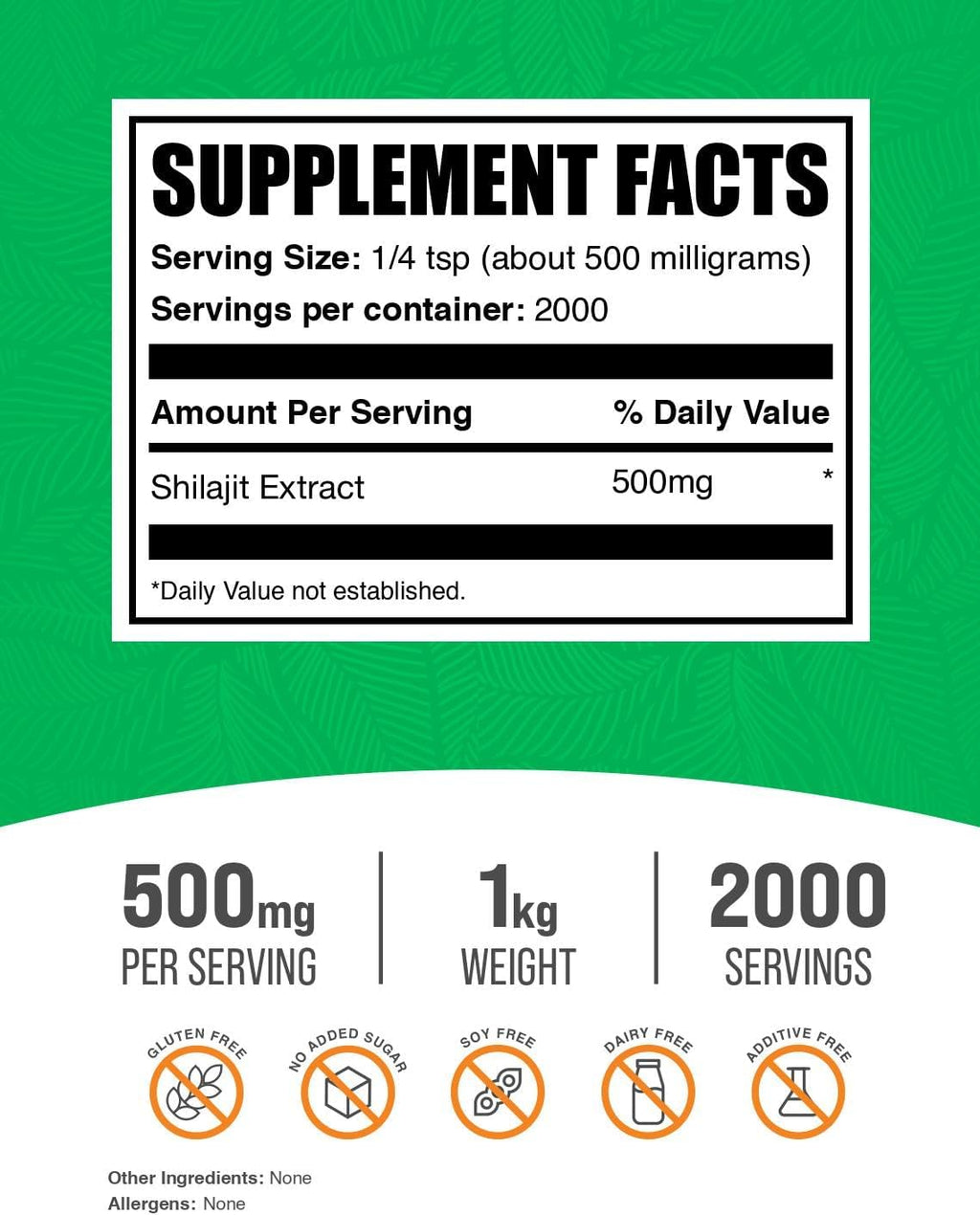 BulkSupplements.com Shilajit Extract Powder - Fulvic Acid Supplement, Shilajit Supplement - Gluten Free, 500mg per Serving of Shilajit Powder, 1kg (2.2 lbs) (Pack of 1)