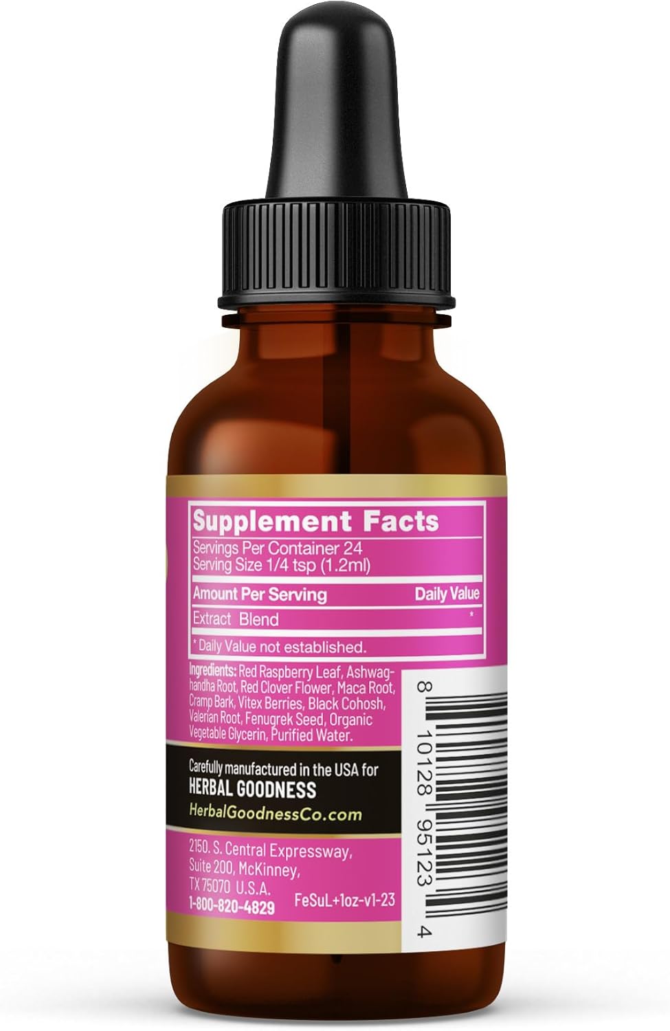 Herbal Goodness Female Support Supplement 1 Fl. oz – Natural Herbal Blend for Women’s Hormonal Health, Energy & Wellness – Adaptogenic Liquid Formula – Non-GMO, Gluten-Free – 1 Bottle