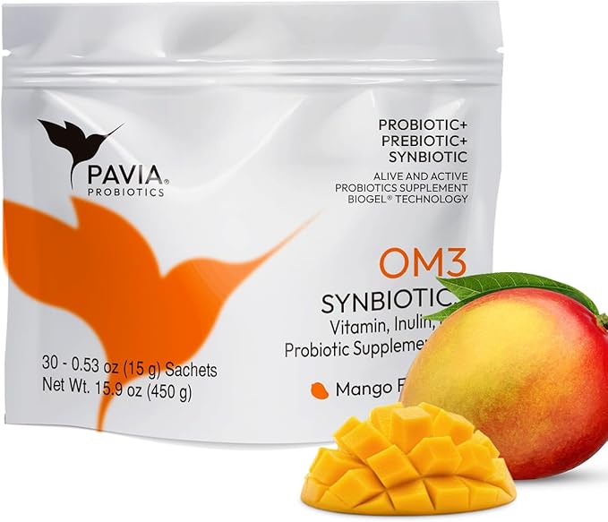 Pavia | Probiotics for Digestive Health | Fresh probiotics for Women, Men & Kids | Gel | Flavor Variatoins (30 Sachets, OM3)