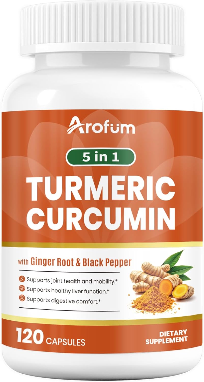 Turmeric Supplement with Ginger Root and BioPerine – 500mg Turmeric Extract – Joint & Digestive Support – 120 Vegan Capsules, Gluten-Free, Sugar-Free