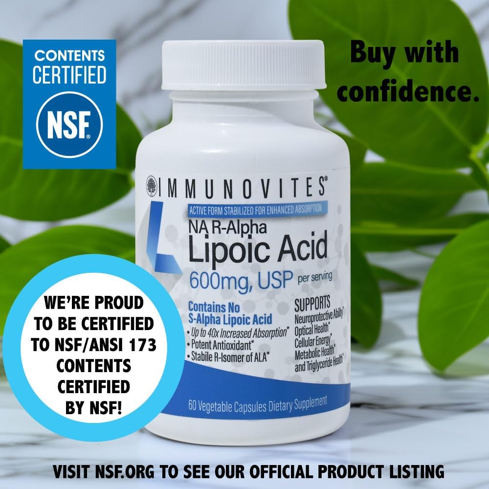 Stabilized R-Alpha Lipoic Acid ((True)) 600mg per Serving [[High Potency & up to 40x Increased Absorption]] (Na R-ALA) (Na R-LA) (Na R-Lipoate) (1 Bottle)