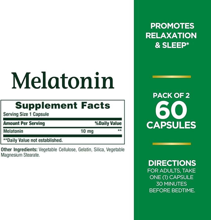 Nature's Bounty Melatonin, Promotes Relaxation and Sleep Health, 10mg, Capsules, 60 Ct (Pack of 4)