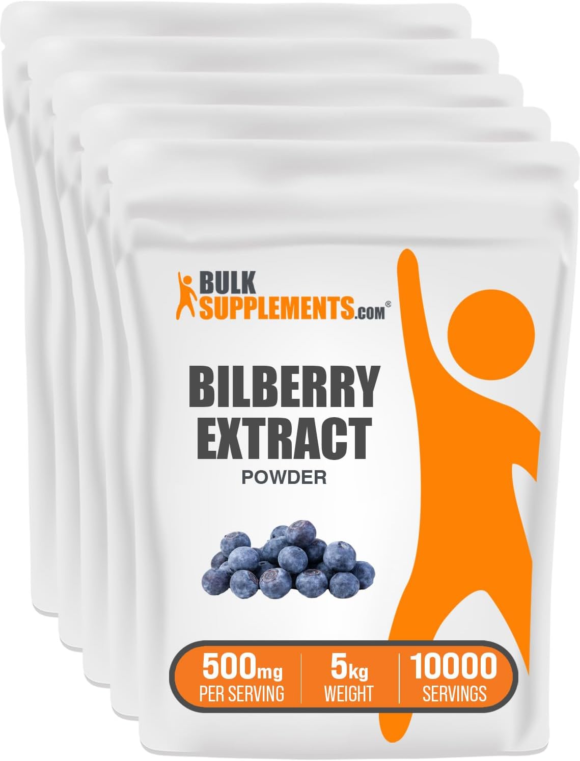 BulkSupplements.com Bilberry Extract Powder - Bilberry Fruit Extract, Bilberry Powder, Bilberry Supplement for Eyes - Glulten Free, 500mg per Serving, 5kg (11 lbs) (Pack of 5)