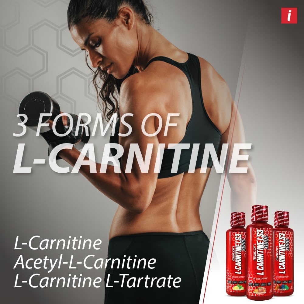 iSatori L-Carnitine LS3 3000, Liquid L-Carnitine with Acetyl L-Carnitine, L-Carnitine L-Tartrate, Stimulant Free Pre Workout, No Calories, Sugar, Gluten, Keto-Friendly, Peach Nectarine (32 Servings)