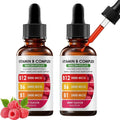 Vitamin B Complex | B12 B6 B1 B3 B9, Essential Vitamin Liquid Drops for Immune & Energy Metabolism, Brain & Heart Support, Raspberry Flavor 2fl oz