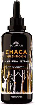 Naturealm Chaga Mushroom Liquid Tincture Supplement – Immune Support, Antioxidant Boost & Hair, Skin, Nail Health, Vegan, Non-GMO – Wild-Harvested Fruiting Bodies, 1 Month Supply