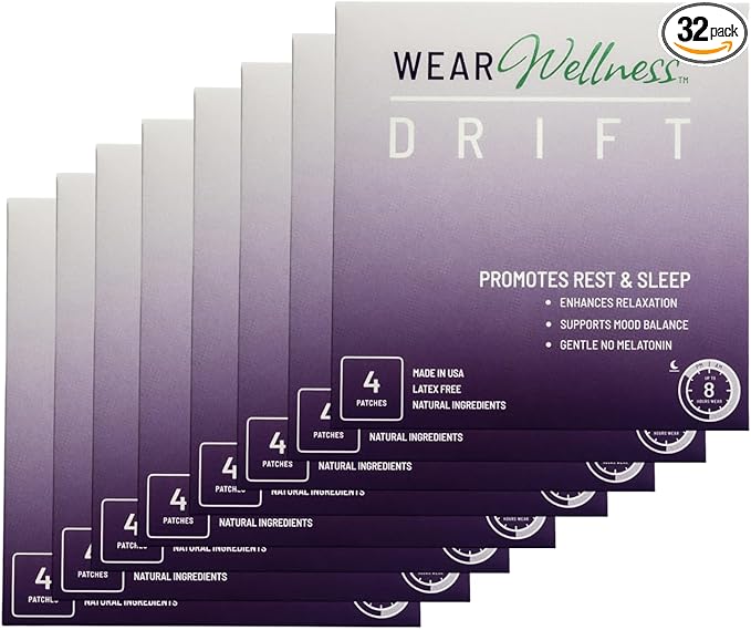 Drift Film Patches - Topical Sleep Patches for Rest & Relaxation - Patch with Valerian, GABA, and Lavender - Deep Natural Sleep - Long-Lasting Effect - 32 Pack