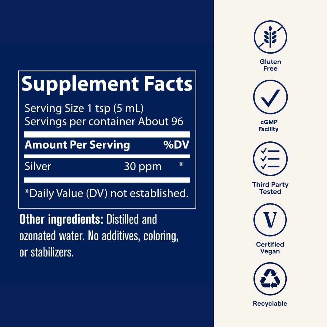 Trace Minerals Colloidal Silver - Liquid Mineral Supplement with Super-Oxygenated Colloidal Silver - Immunity & Overall Health Support - Highly Absorbable Supplement - 16 fl oz (About 48 Servings)