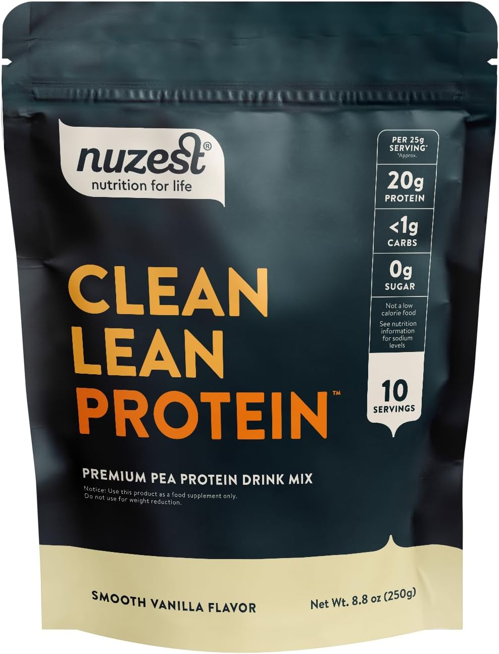Nuzest - Vegan Pea Protein Powder - Clean Lean Protein, Premium Plant Based Protein Powder, Dairy Free, Gluten Free, GMO Free Protein Shake Smooth Vanilla, 8.8 oz