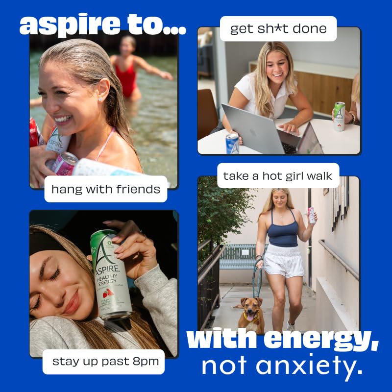 ASPIRE® Mixed Berry, Healthy Energy Drink 80mg Natural Caffeine, Zero Sugar No Carbs Keto Friendly, 12 Pack Green Tea Sugar Free Drink Low Caffeine Zero Calorie