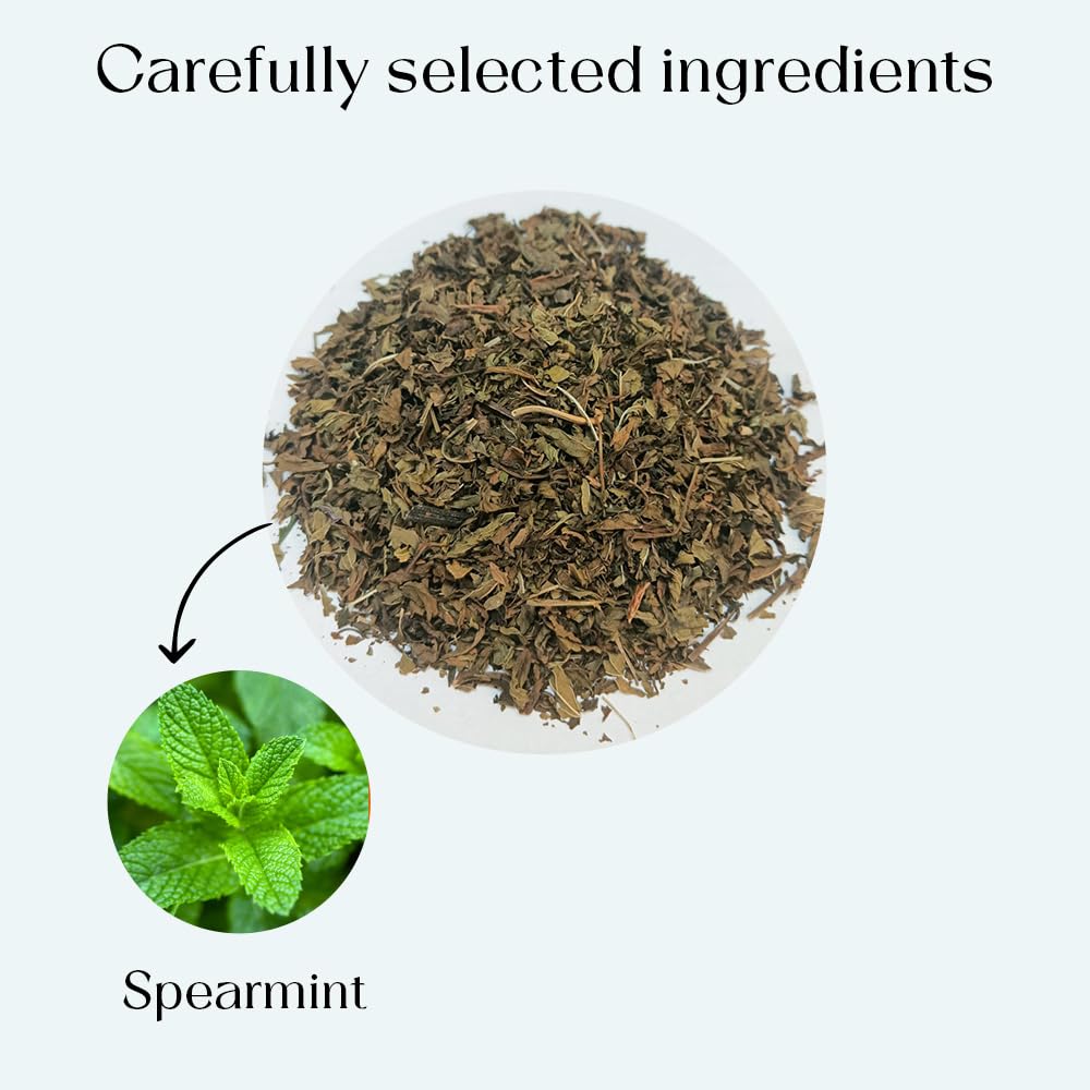 Spearmint Tea Bags 100 Count Herbal Tea Bags PCOS RELIEF Balances Hormones Support Digestion Refreshing Aromatic and Minty Gluten Free Caffeine Free Tea 100% Pure Spearmint leaves | Pyramid Tea bags