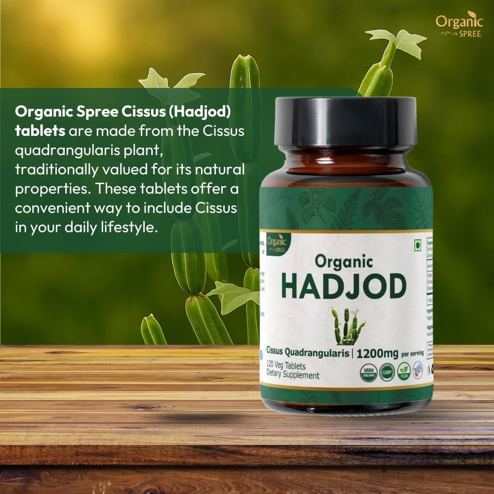 Hadjod 120 Tablets – USDA Organic Cissus Quadrangularis – Supports Joint Strength & Mobility*