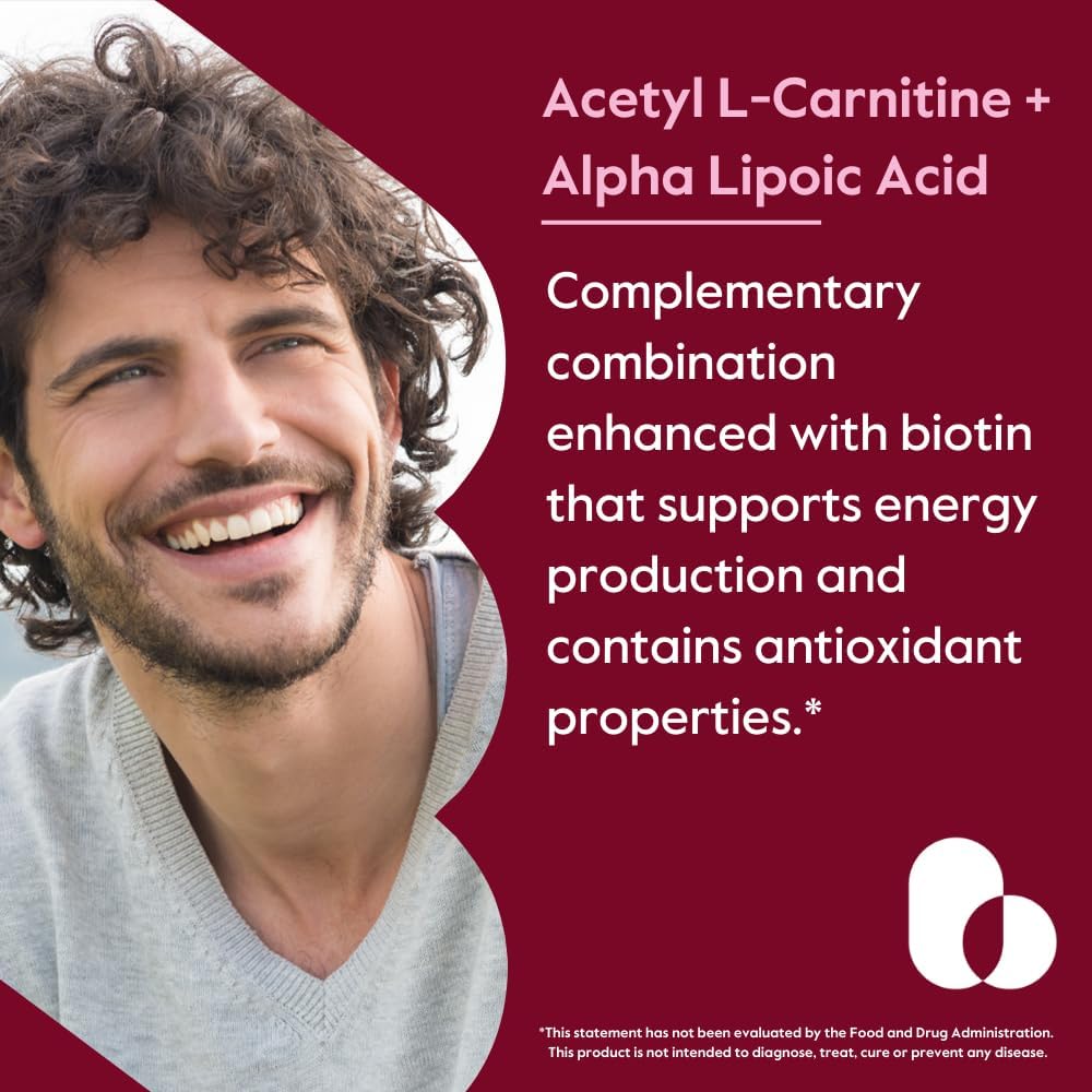 BESTVITE Acetyl L-Carnitine 500mg & Alpha Lipoic Acid 200mg per Capsule with Biotin (240 Vegetarian Capsules) (120 x 2) - No Stearates - Vegan - Non GMO - Gluten Free
