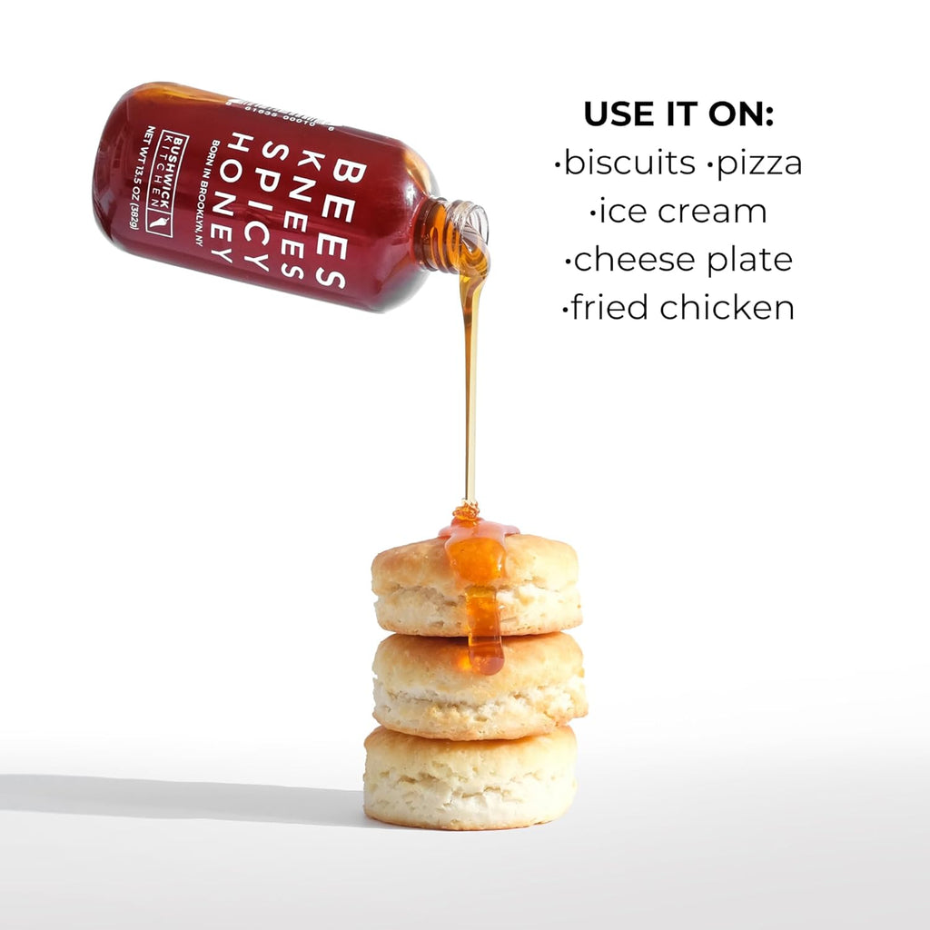 Bees Knees Spicy Hot Honey – Raw Habanero Infused Honey, Sweet & Spicy Drizzle for Pizza, Fried Chicken & Biscuits | Unfiltered, Gluten-Free, Made in USA, 12.5 oz