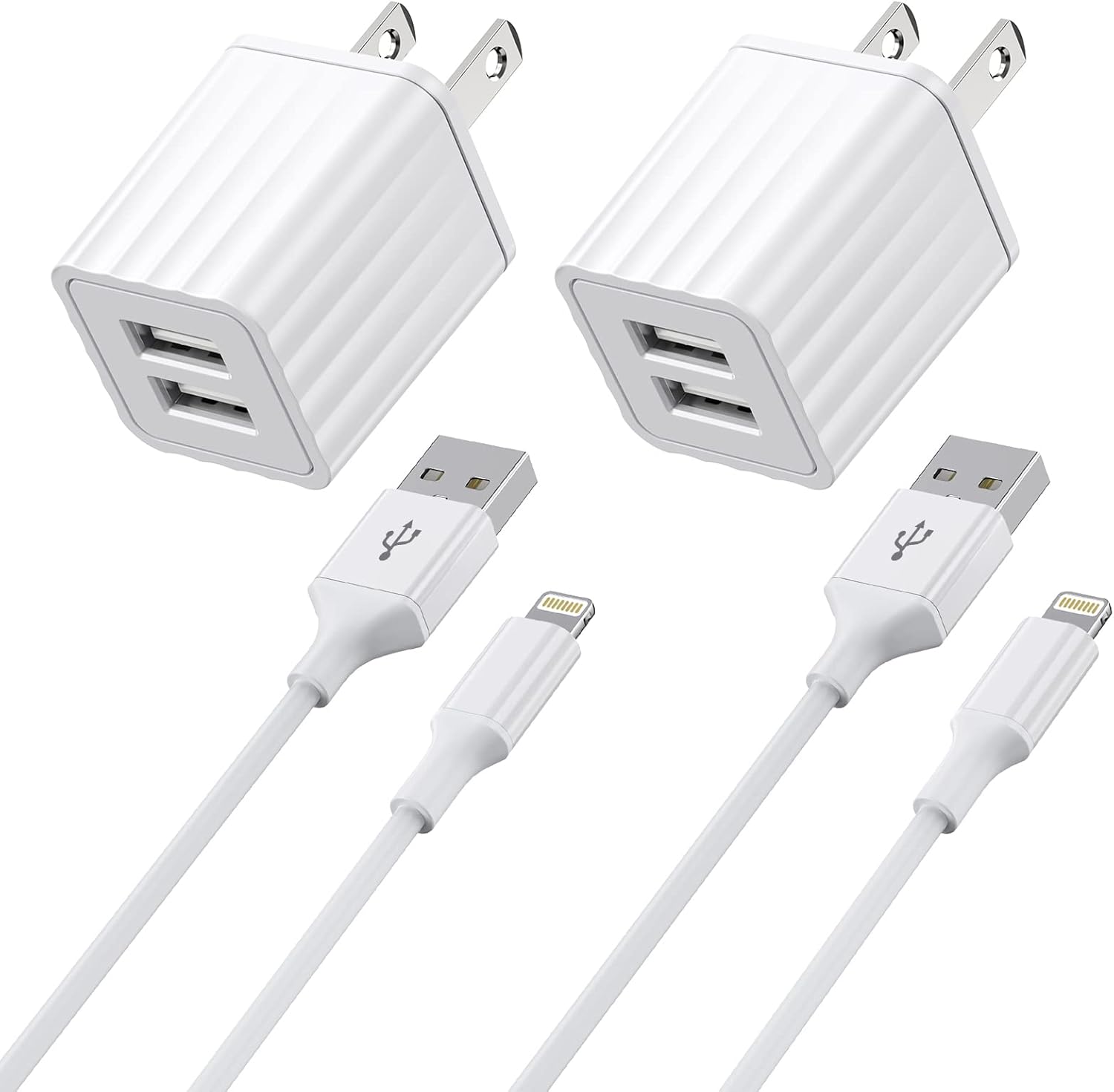 iPhone Charger,[Apple MFi Certified] Fast iPhone Charger 2PACK 6FT Lightning Cable Cord Fast Charging Dual 2 Port Plug USB Wall Charger Compatible with iPhone 14 13 12 11 Pro Max XS XR X 8 Plus 7 iPad