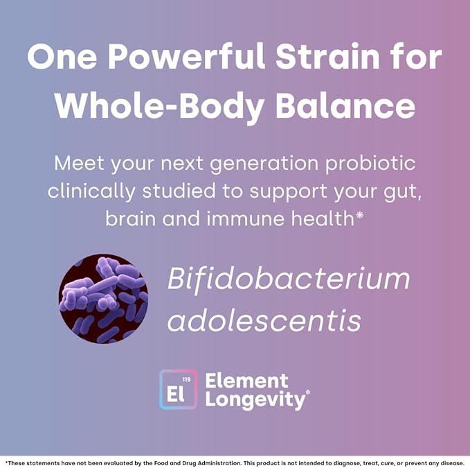 Human Strain Bifidobacterium Adolescentis Probiotic | Fewer Urgent Bowel Movements, Reduced Bloating/Gas, & Digestion Support | Clinically Studied Synbiotic | 30ct (30 Day Supply)