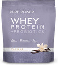 Dr. Mercola Pure Power Whey Protein + Probiotics - 15 Billion CFU - Gut, Muscle & Immune Support - with MCTs & Fiber - Non-GMO & Gluten-Free - 31 oz (22 Servings) - Vanilla