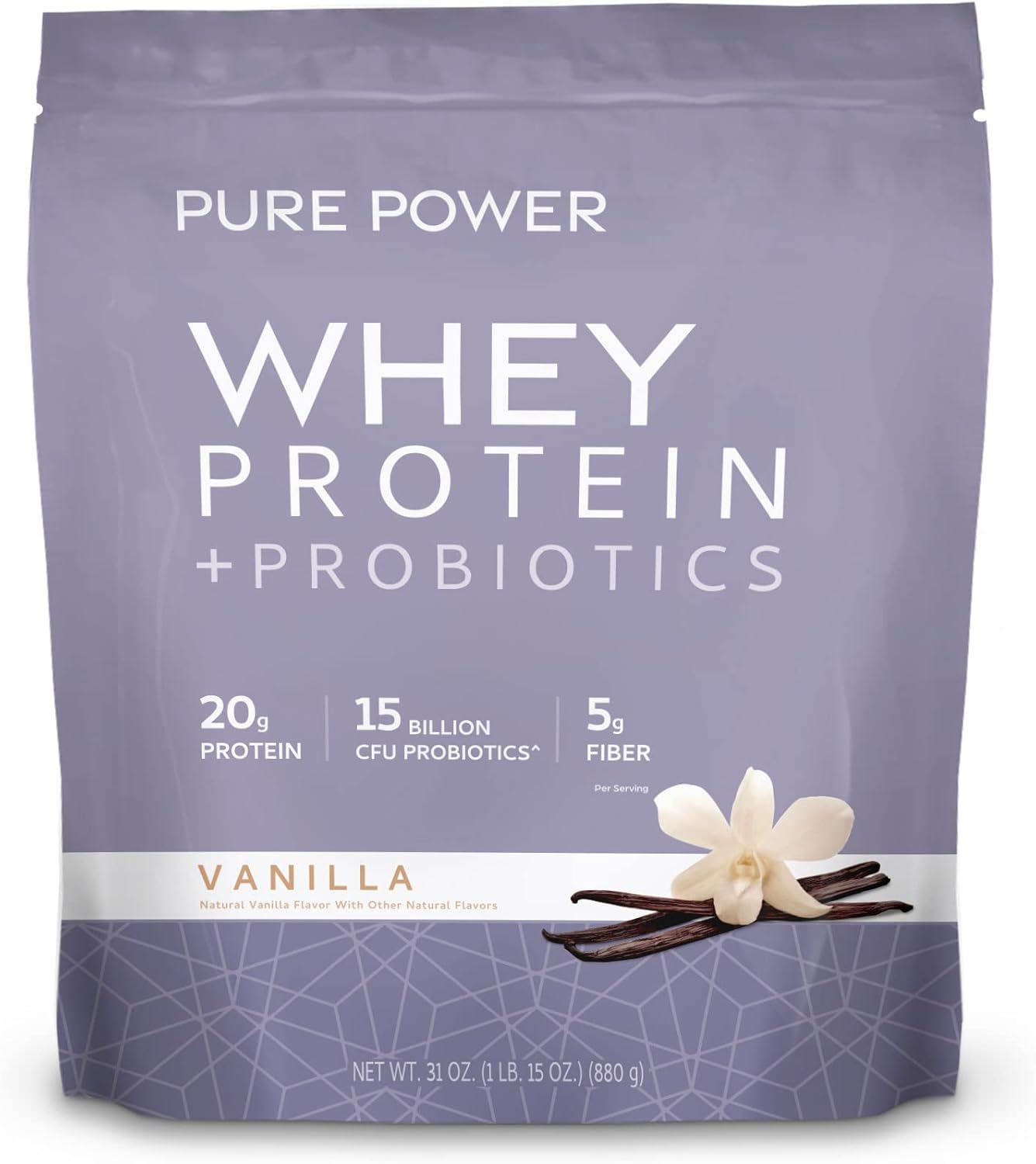 Dr. Mercola Pure Power Whey Protein + Probiotics - 15 Billion CFU - Gut, Muscle & Immune Support - with MCTs & Fiber - Non-GMO & Gluten-Free - 31 oz (22 Servings) - Vanilla