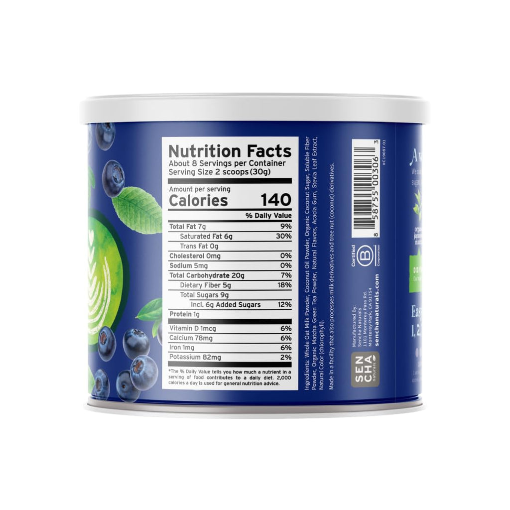 SENCHA NATURALS Oat Milk Vegan Matcha Latte 8.5 oz (Blueberry)