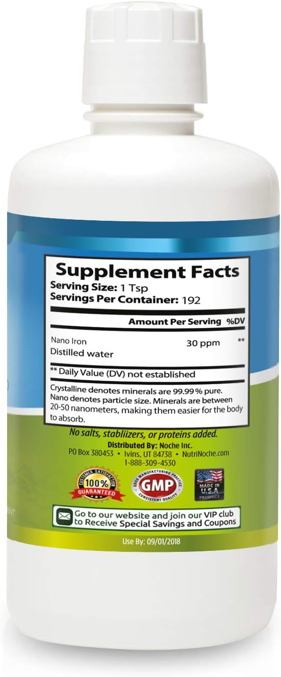 Liquid Iron Supplement for Women - High Potency Sublingual Iron Drops - Vegan Liquid - Tasteless Flavor - Premium Supplement for Men, Women & Kids - 32 Ounces - Nutrinoche