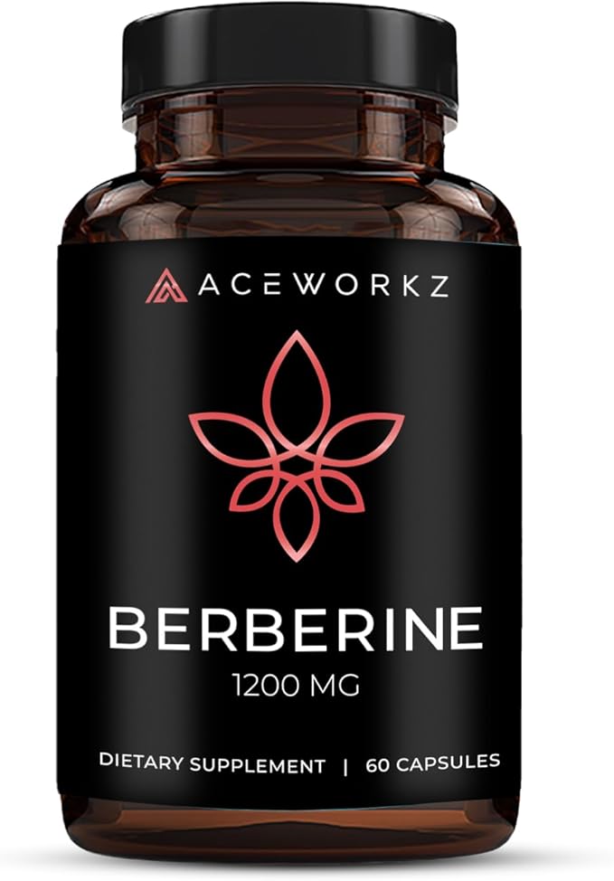 ACEWORKZ Berberine Supplement – Berberine HCL 1200mg per Serving – Weight Management & Cravings Support – Gut & Metabolic Health Support (60 Capsules)