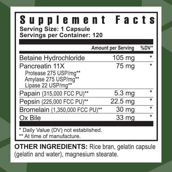 Youngevity Ultimate Enzymes® - Multi Enzymes for Digestion, Gas & Bloating Relief - Betaine HCl, Ox Bile, Pancreatine 10X, Papain 6M, Pepsin 1:3000 (120 Capsules - 4 Pack)