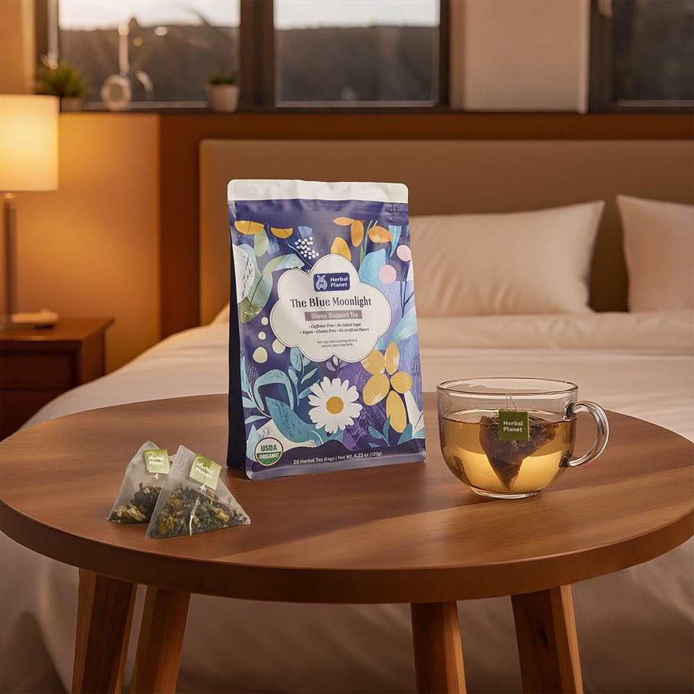 Herbal Planet Sleep Tea (4.23oz / 20 Tea Bags) – Soothing Chamomile with Lavender Blossom Notes & a Refreshing Mint Finish | Bedtime Herbal Tea, Caffeine-Free