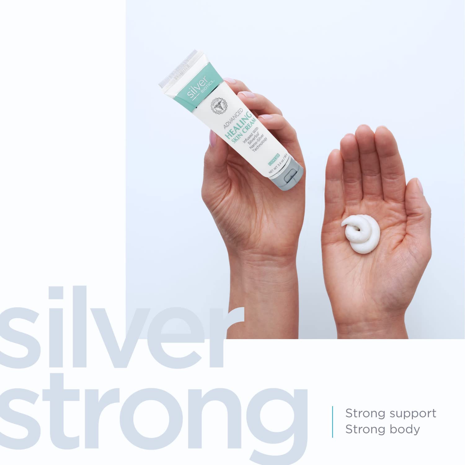 Silver Biotics Nano Silver Healing Lotion Cream Unscented Scent Infused SilverSol and Hyaluronic Acid | All Natural Ingredients to Heal, Smooth Your Skin Blemishes and Scars (3.4 oz.)