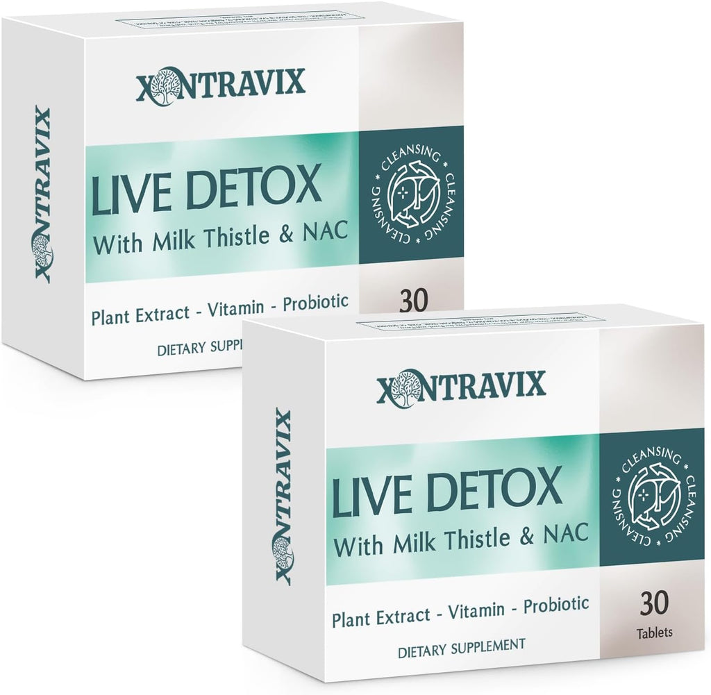 Liver Detox & Liver Support Supplement with Milk Thistle | Liver Detox Formula with 15B CFU Probiotics for Digestion, Detox & Cleanse | Dandelion Root & Turmeric | Blister-Sealed Tablets (2 Pack)