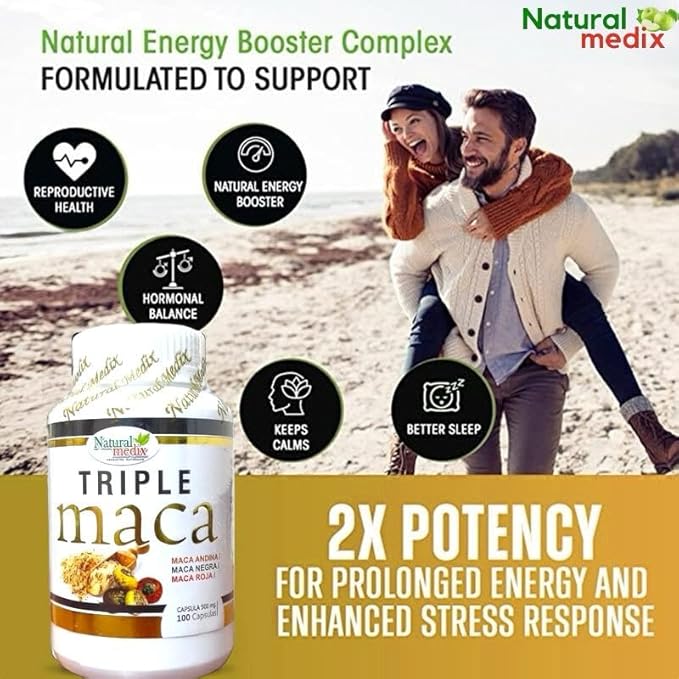 Premium Triple Maca Black, Red, and Yellow Maca– Vitality & Endurance Support – 100% Natural Supplement